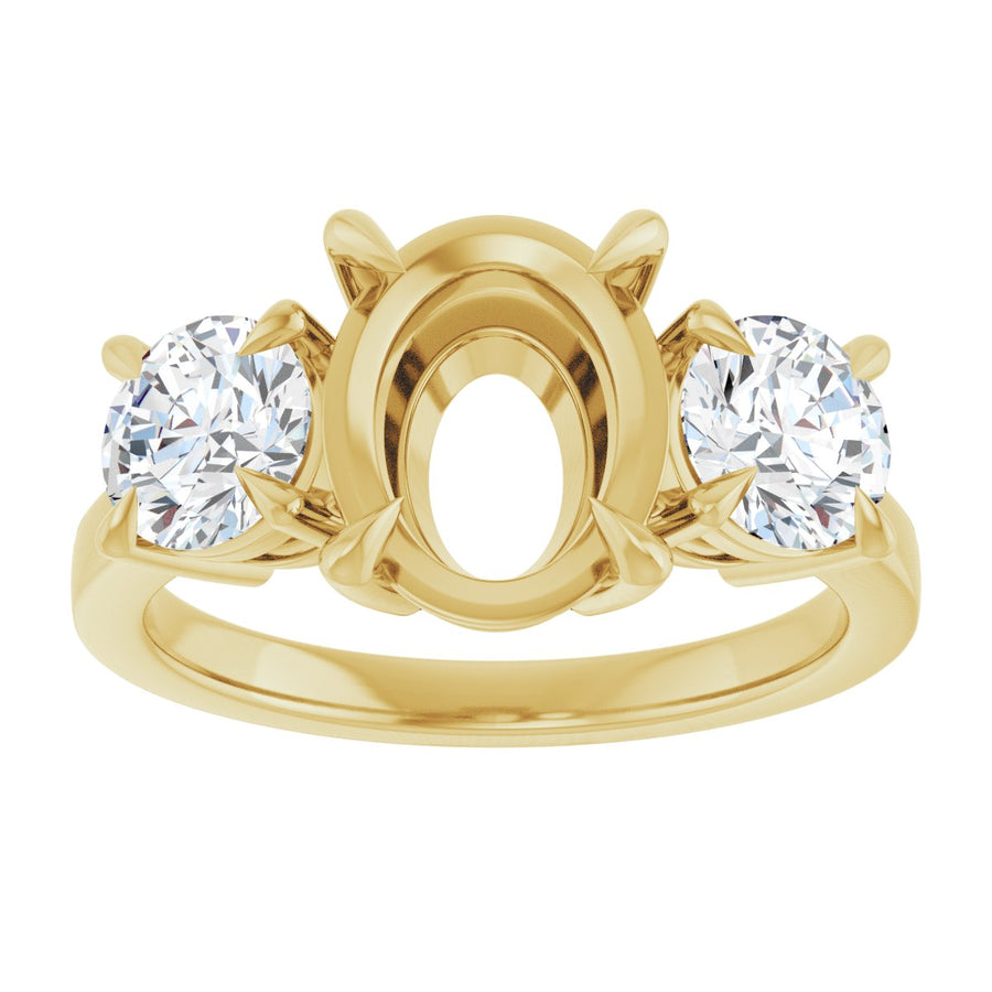 Oval Three-Stone Engagement Ring Semi-Mount - gallery - Series 126029