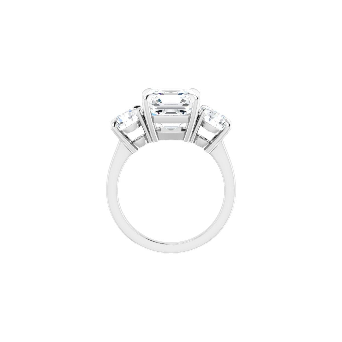 Asscher Three-Stone Engagement Ring Semi-Mount - gallery - Series 126029