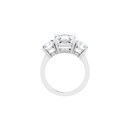 Asscher Three-Stone Engagement Ring Semi-Mount - gallery - Series 126029