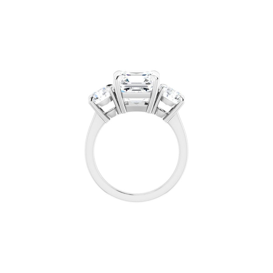 Asscher Three-Stone Engagement Ring Semi-Mount - gallery - Series 126029