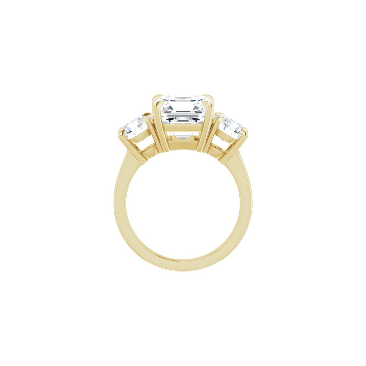 Asscher Three-Stone Engagement Ring Semi-Mount - gallery - Series 126029