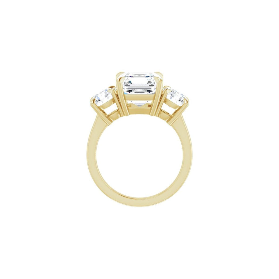 Asscher Three-Stone Engagement Ring Semi-Mount - gallery - Series 126029