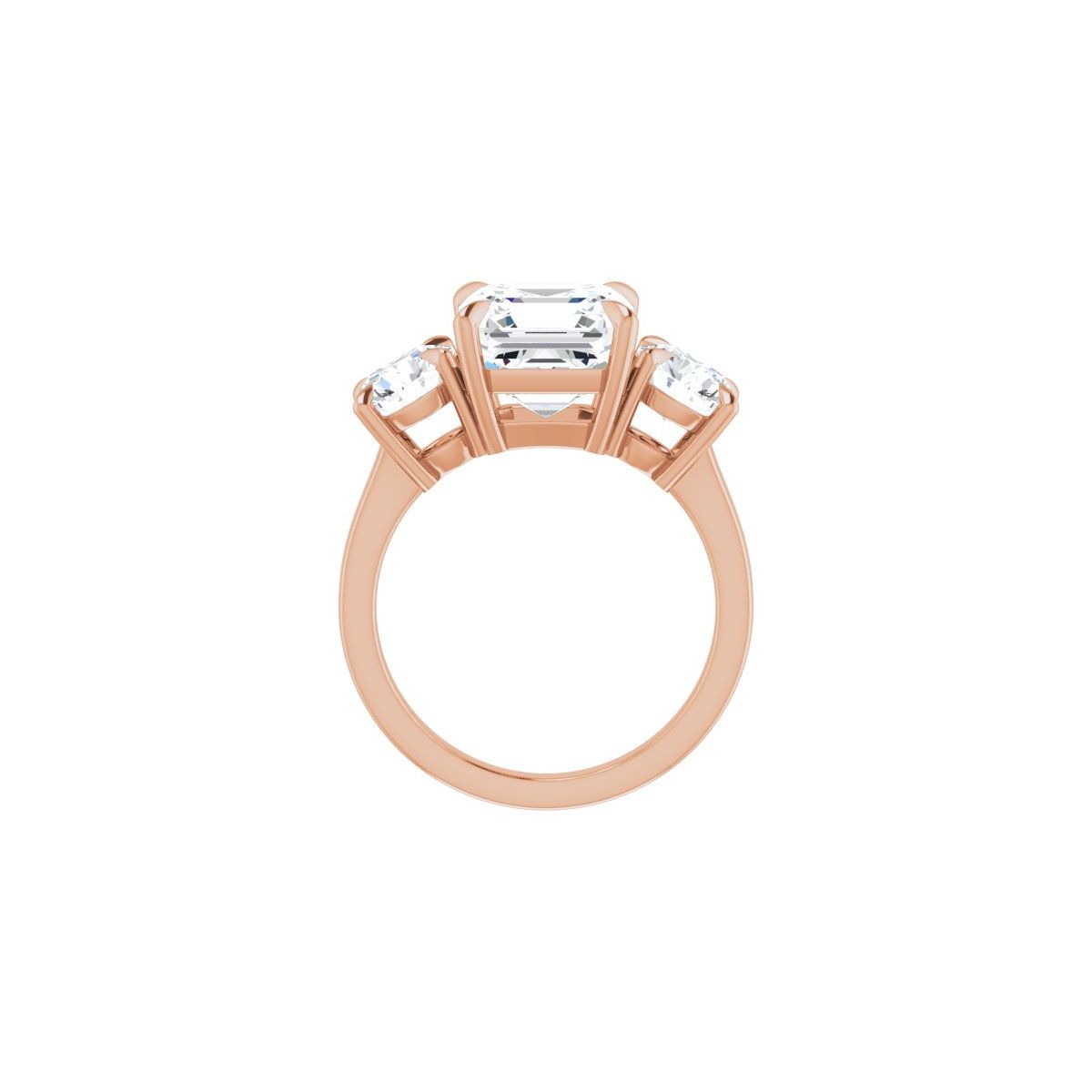 Asscher Three-Stone Engagement Ring Semi-Mount - gallery - Series 126029