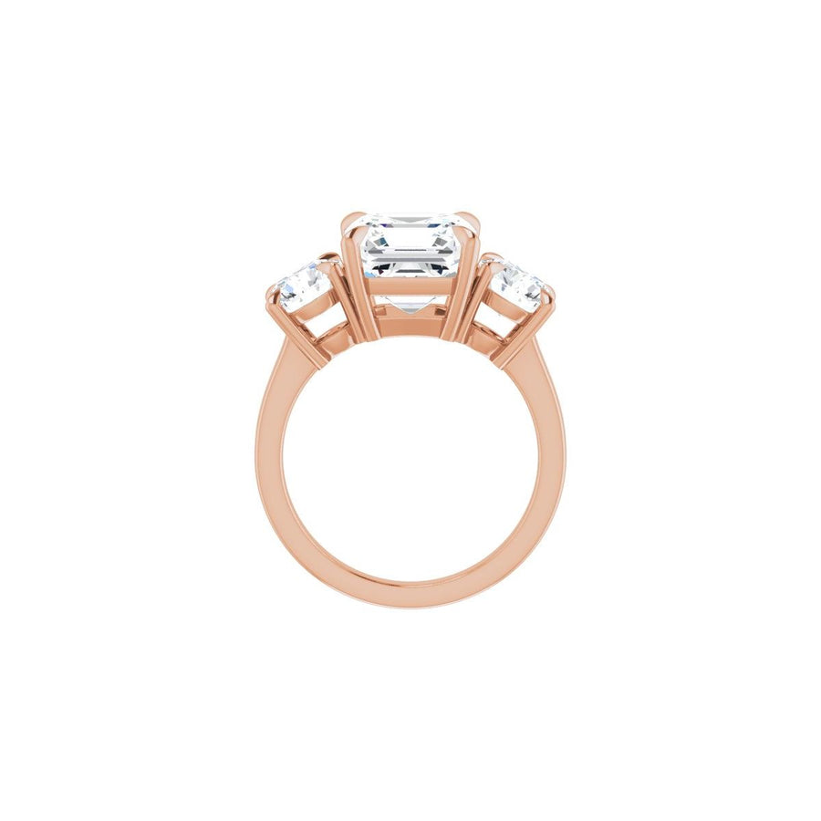 Asscher Three-Stone Engagement Ring Semi-Mount - gallery - Series 126029