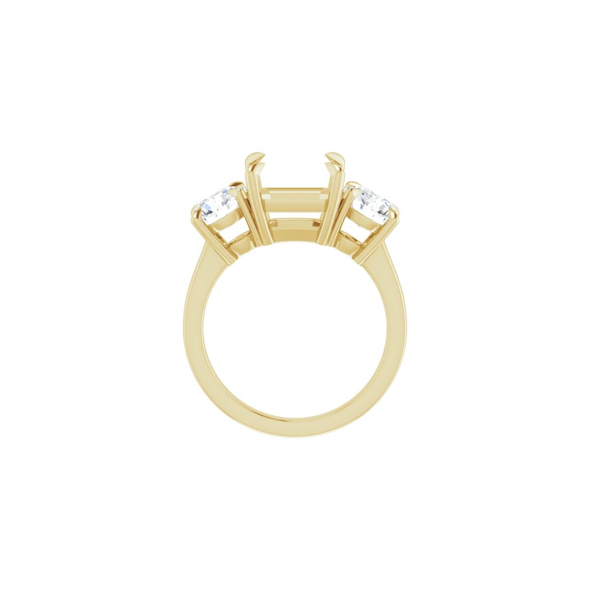 Asscher Three-Stone Engagement Ring Semi-Mount - gallery - Series 126029