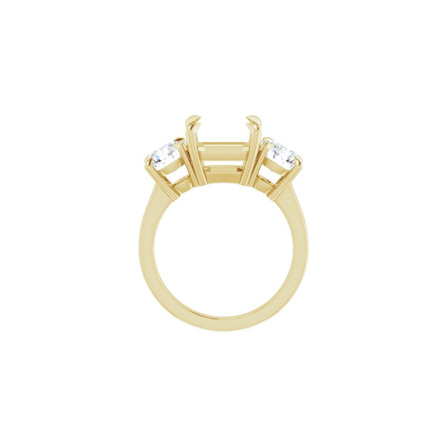 Asscher Three-Stone Engagement Ring Semi-Mount - gallery - Series 126029