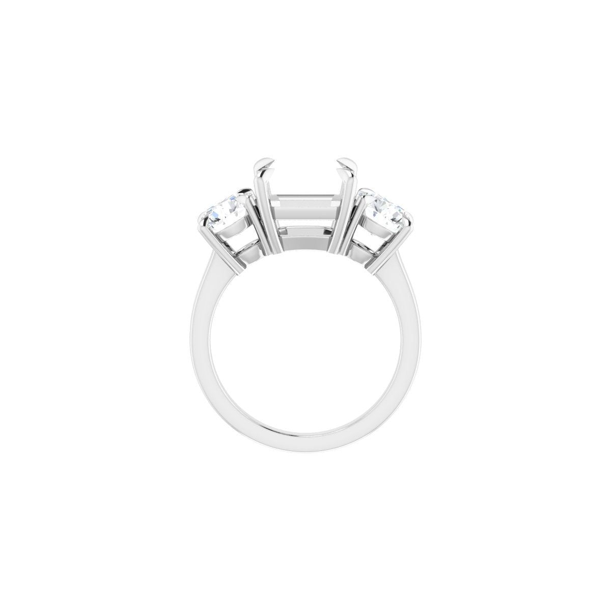 Asscher Three-Stone Engagement Ring Semi-Mount - gallery - Series 126029