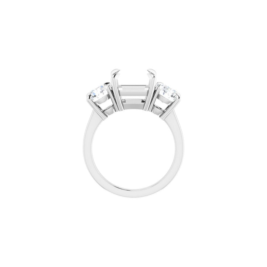 Asscher Three-Stone Engagement Ring Semi-Mount - gallery - Series 126029