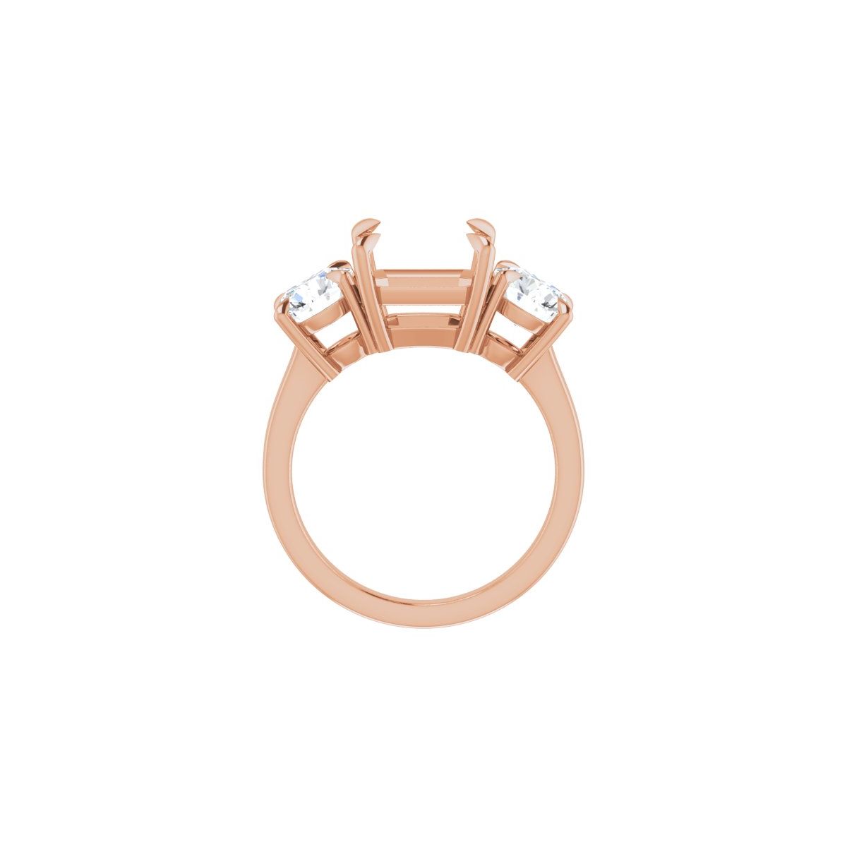 Asscher Three-Stone Engagement Ring Semi-Mount - gallery - Series 126029