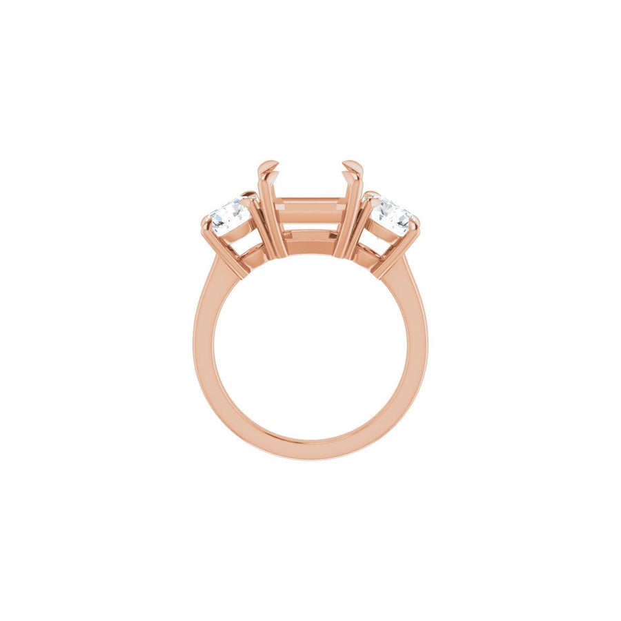 Asscher Three-Stone Engagement Ring Semi-Mount - gallery - Series 126029