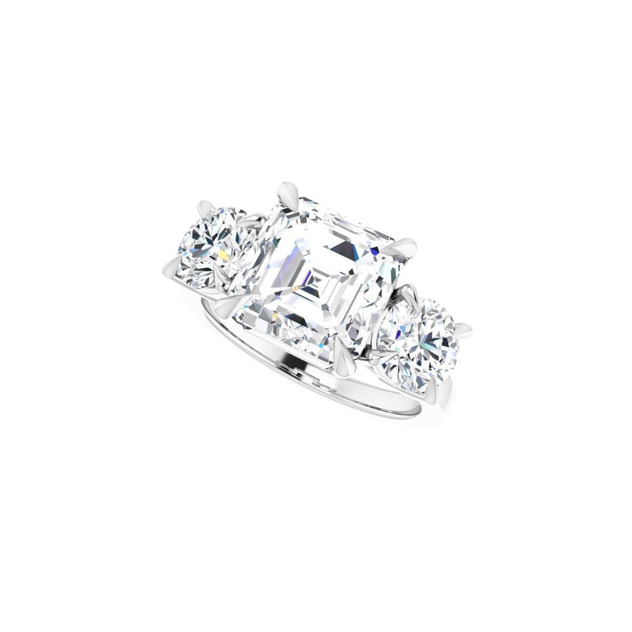 Asscher Three-Stone Engagement Ring Semi-Mount - gallery - Series 126029