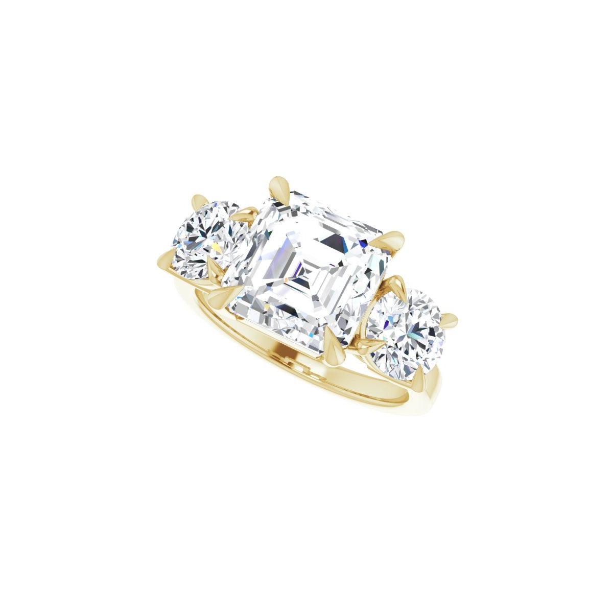 Asscher Three-Stone Engagement Ring Semi-Mount - gallery - Series 126029