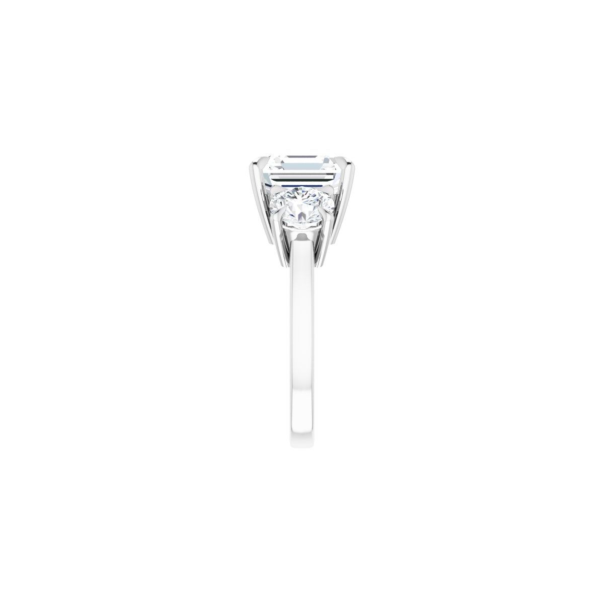 Asscher Three-Stone Engagement Ring Semi-Mount - gallery - Series 126029
