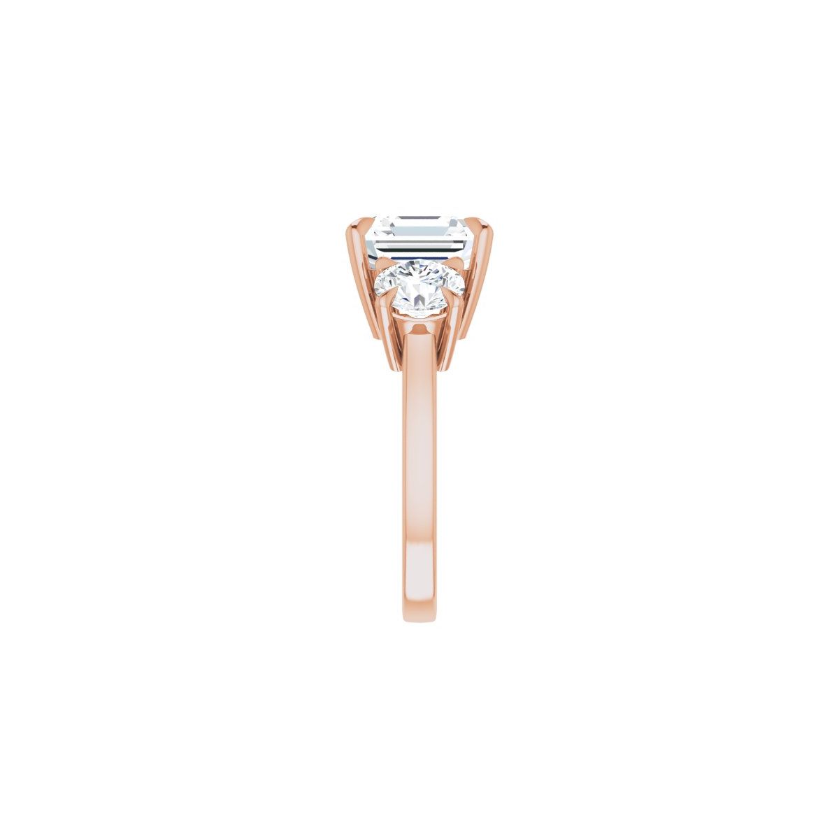 Asscher Three-Stone Engagement Ring Semi-Mount - gallery - Series 126029