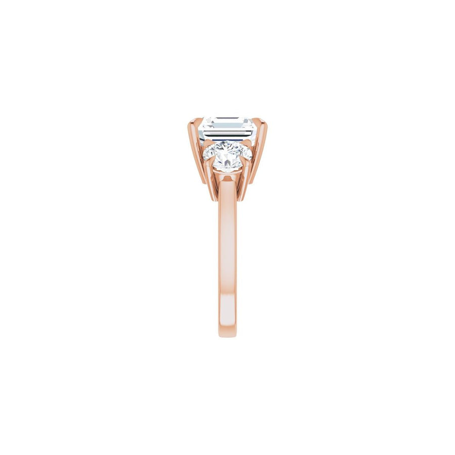 Asscher Three-Stone Engagement Ring Semi-Mount - gallery - Series 126029