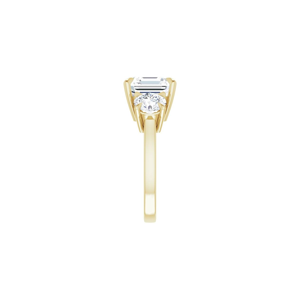 Asscher Three-Stone Engagement Ring Semi-Mount - gallery - Series 126029