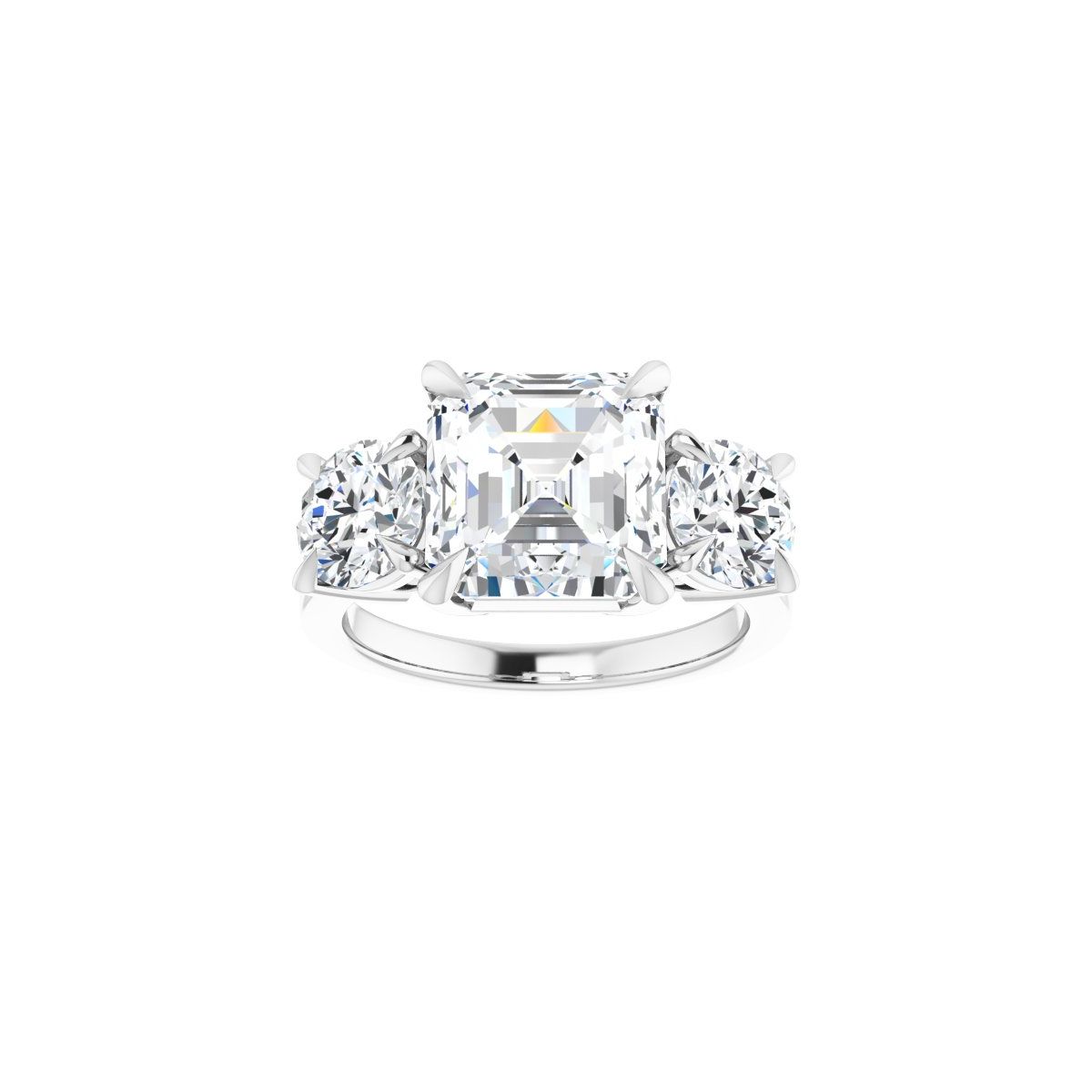 Asscher Three-Stone Engagement Ring Semi-Mount - gallery - Series 126029