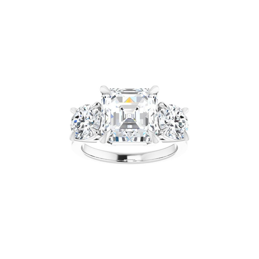 Asscher Three-Stone Engagement Ring Semi-Mount - gallery - Series 126029