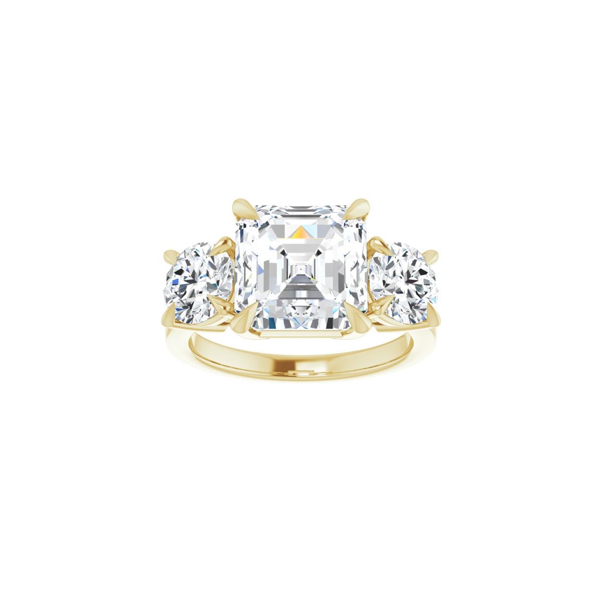 Asscher Three-Stone Engagement Ring Semi-Mount - gallery - Series 126029