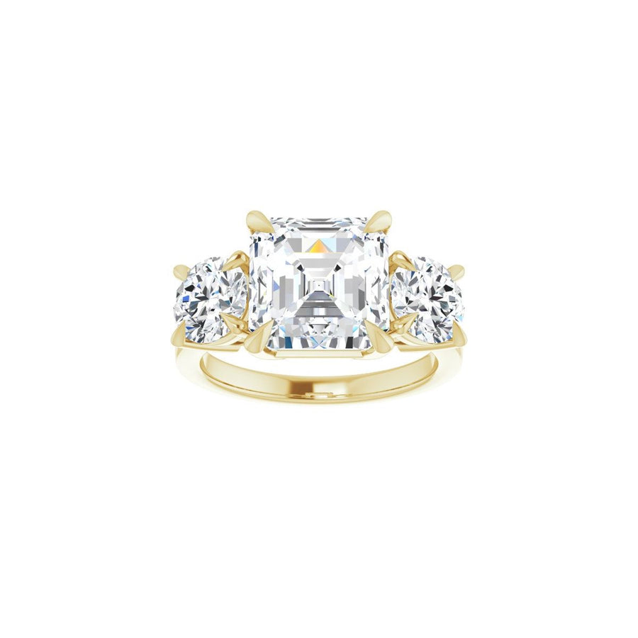 Asscher Three-Stone Engagement Ring Semi-Mount - gallery - Series 126029