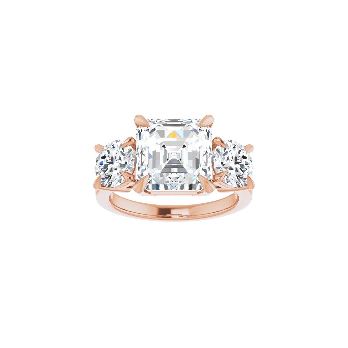 Asscher Three-Stone Engagement Ring Semi-Mount - gallery - Series 126029