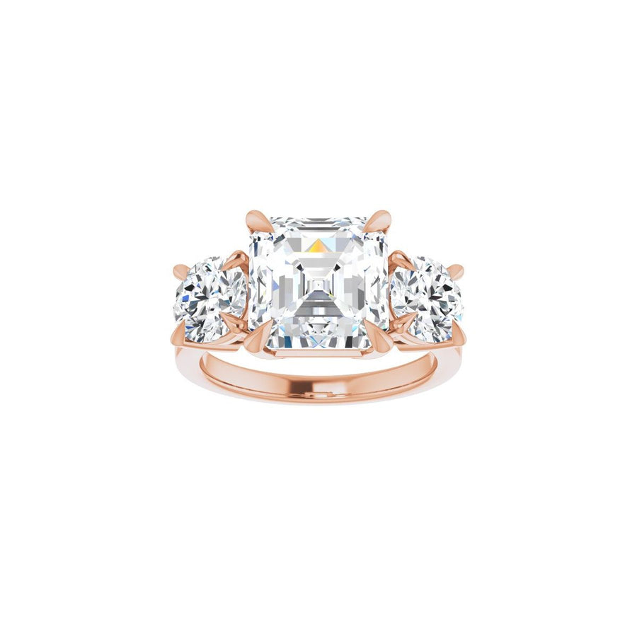 Asscher Three-Stone Engagement Ring Semi-Mount - gallery - Series 126029