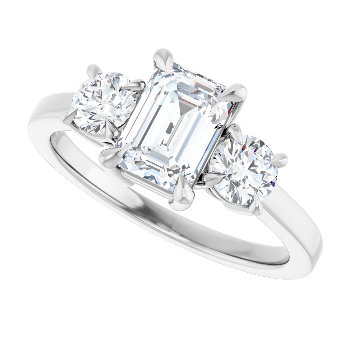 Emerald Three-Stone Engagement Ring Semi-Mount - gallery - Series 126029