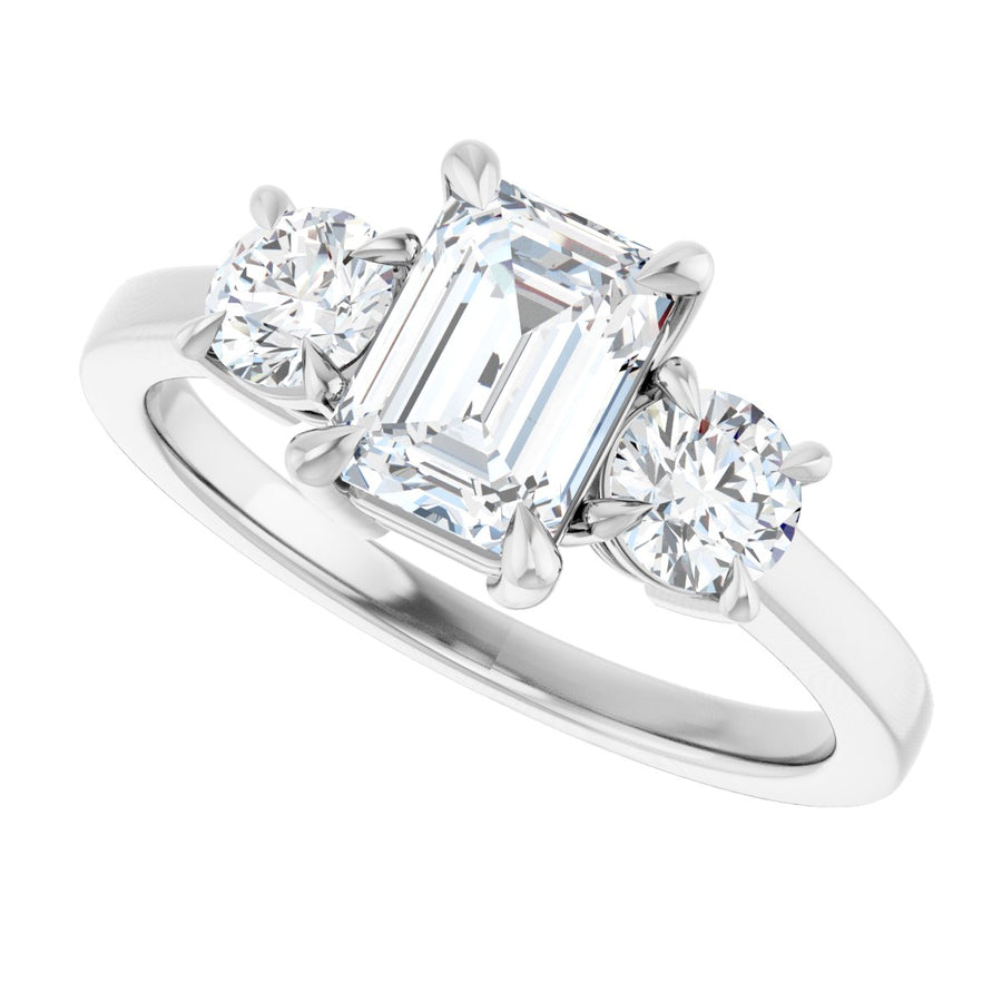Emerald Three-Stone Engagement Ring Semi-Mount - gallery - Series 126029