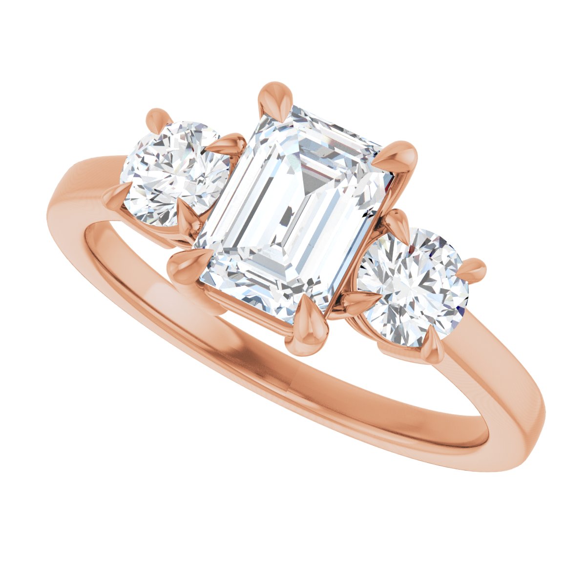 Emerald Three-Stone Engagement Ring Semi-Mount - gallery - Series 126029