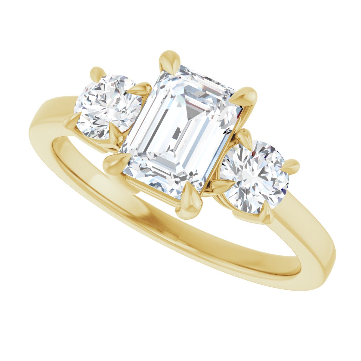 Emerald Three-Stone Engagement Ring Semi-Mount - gallery - Series 126029