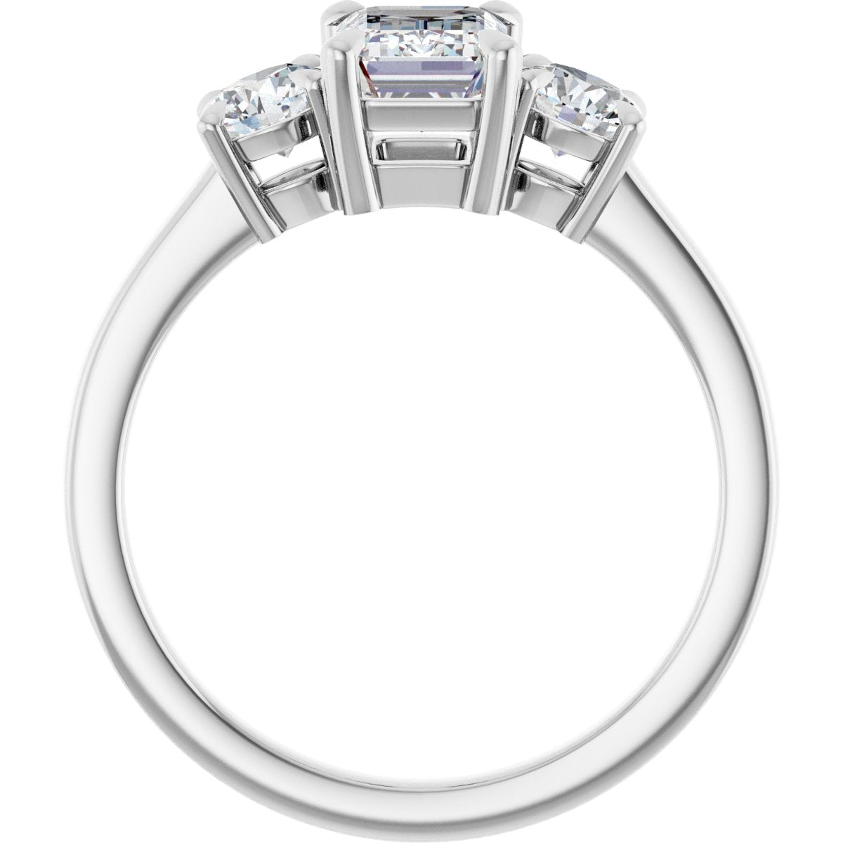 Emerald Three-Stone Engagement Ring Semi-Mount - gallery - Series 126029