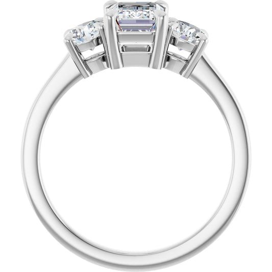 Emerald Three-Stone Engagement Ring Semi-Mount - gallery - Series 126029