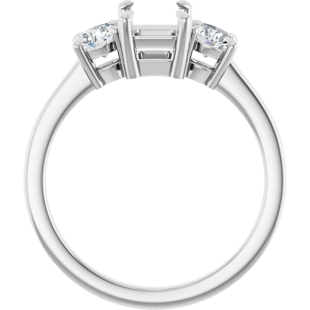 Emerald Three-Stone Engagement Ring Semi-Mount - gallery - Series 126029