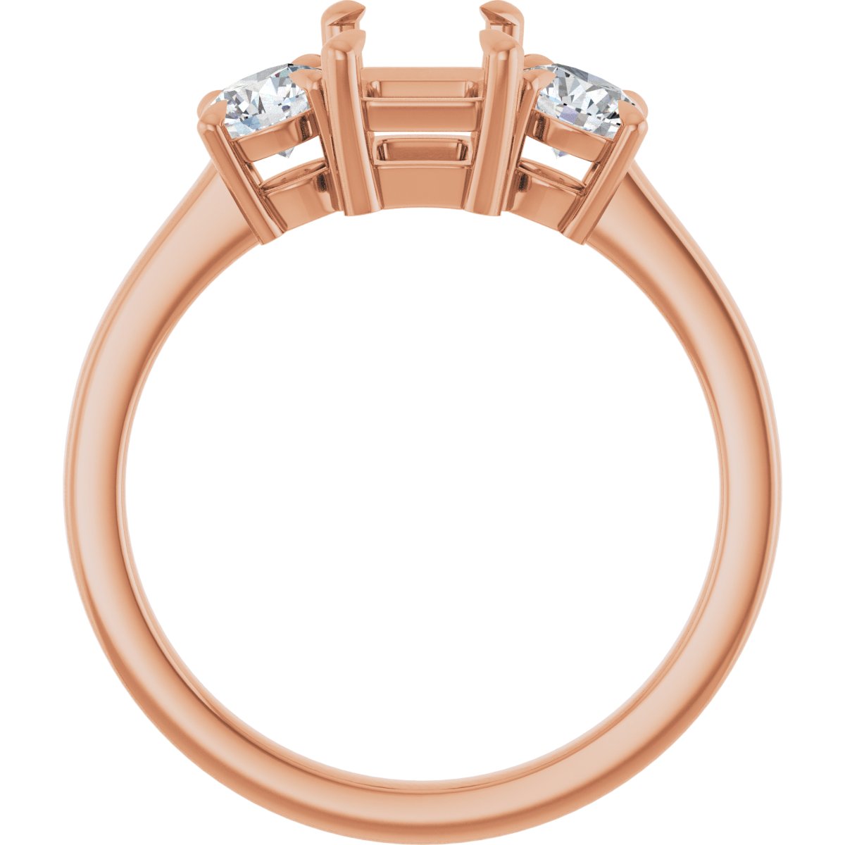 Emerald Three-Stone Engagement Ring Semi-Mount - gallery - Series 126029