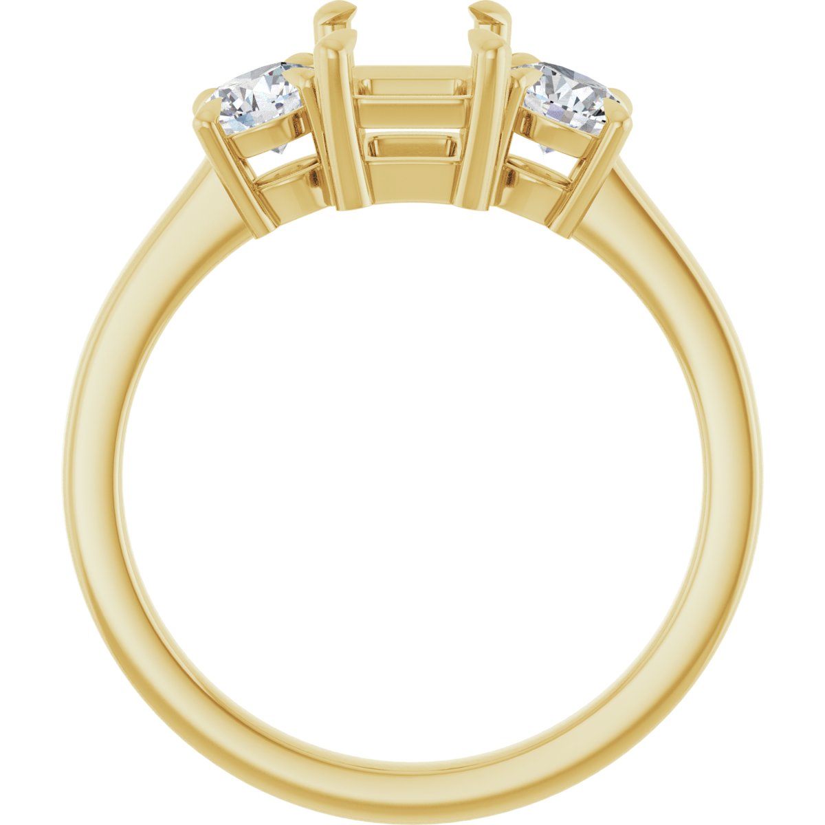 Emerald Three-Stone Engagement Ring Semi-Mount - gallery - Series 126029