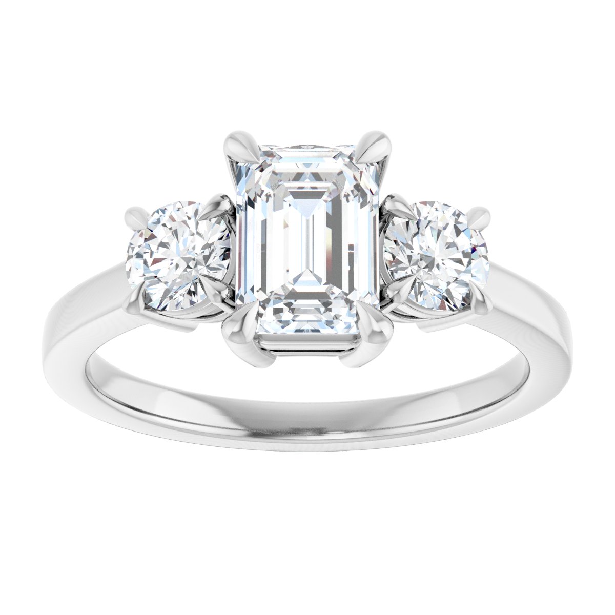 Emerald Three-Stone Engagement Ring Semi-Mount - gallery - Series 126029