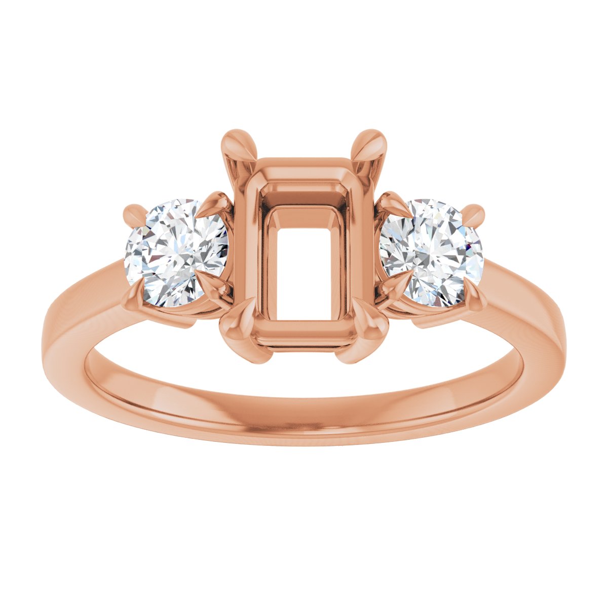 Emerald Three-Stone Engagement Ring Semi-Mount - gallery - Series 126029