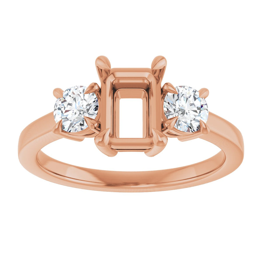 Emerald Three-Stone Engagement Ring Semi-Mount - gallery - Series 126029