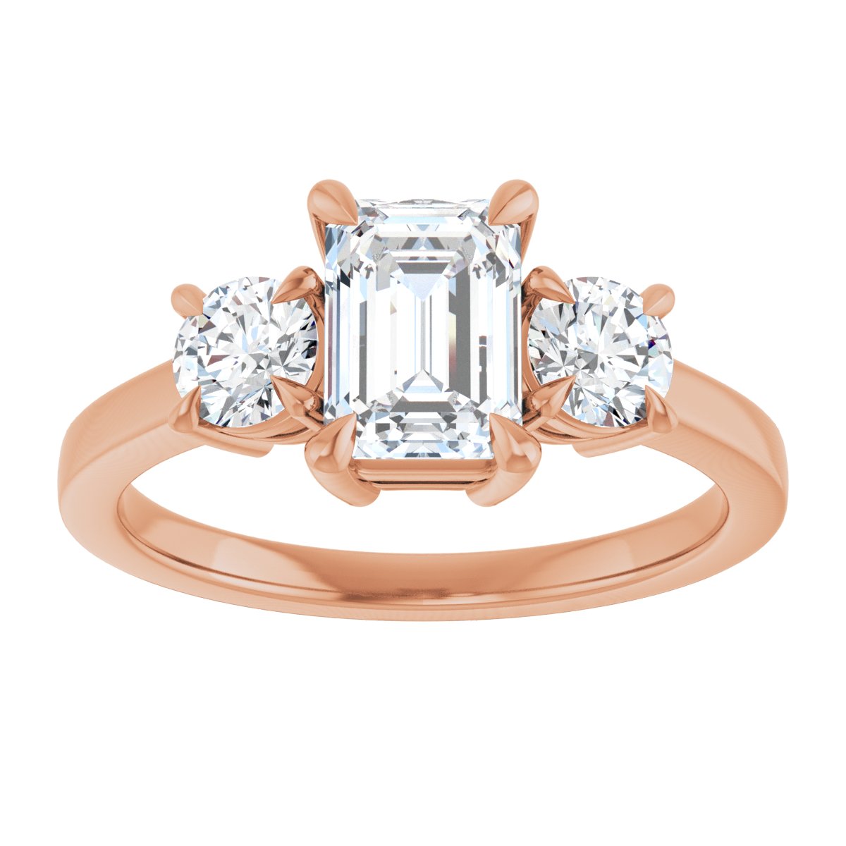Emerald Three-Stone Engagement Ring Semi-Mount - gallery - Series 126029