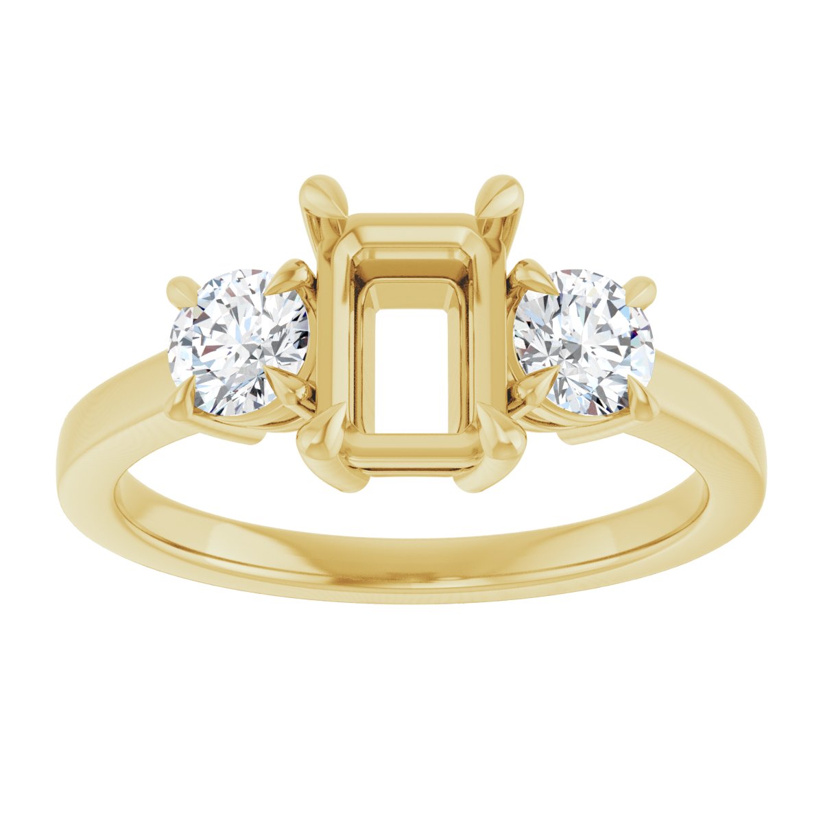 Emerald Three-Stone Engagement Ring Semi-Mount - gallery - Series 126029