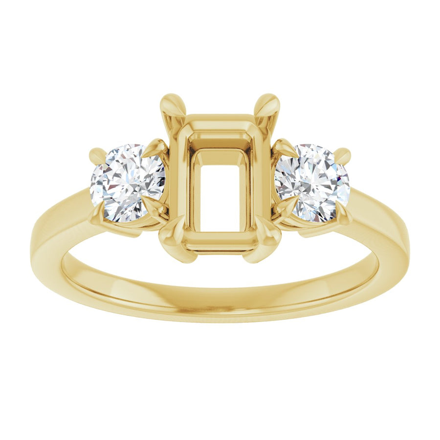 Emerald Three-Stone Engagement Ring Semi-Mount - gallery - Series 126029