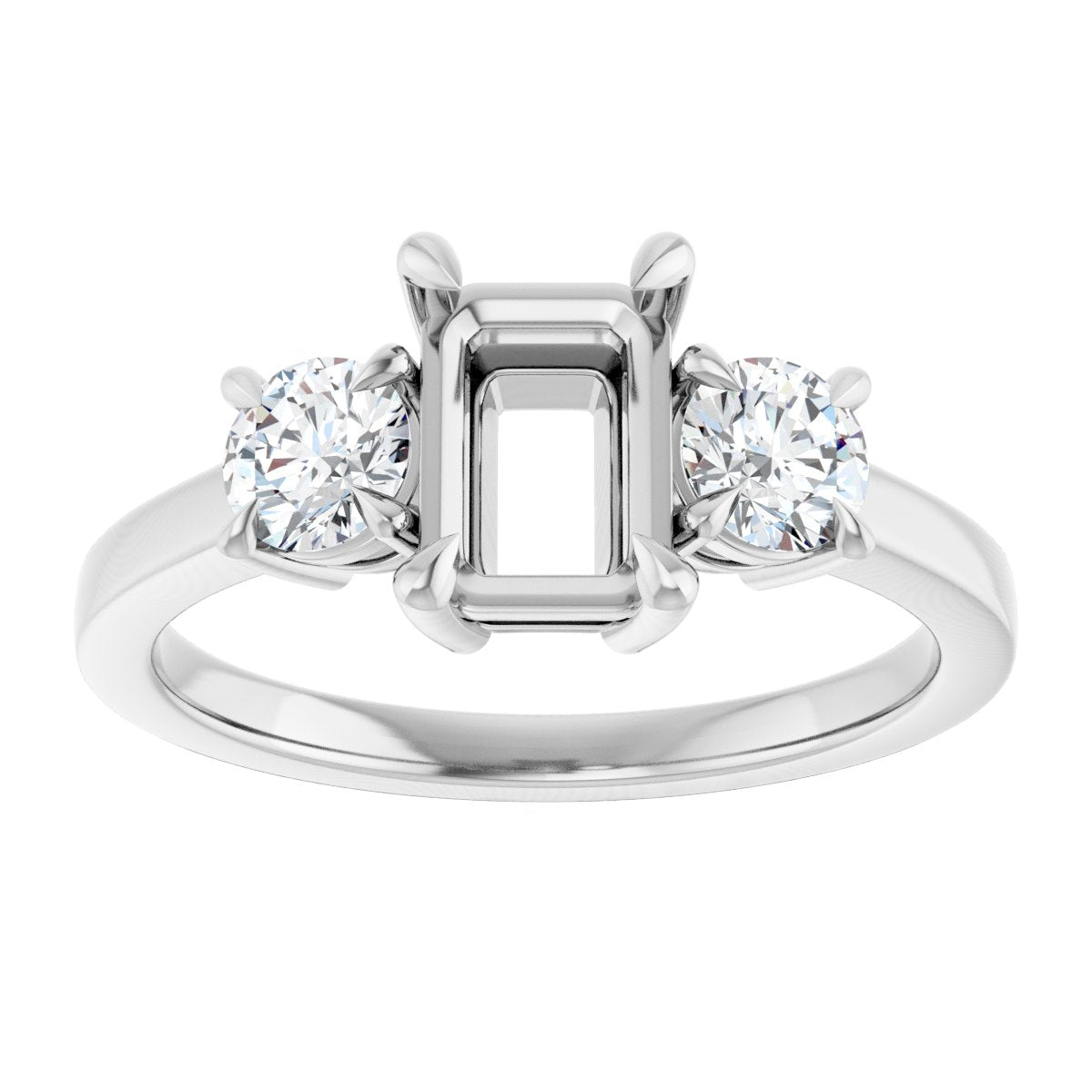 Emerald Three-Stone Engagement Ring Semi-Mount - gallery - Series 126029