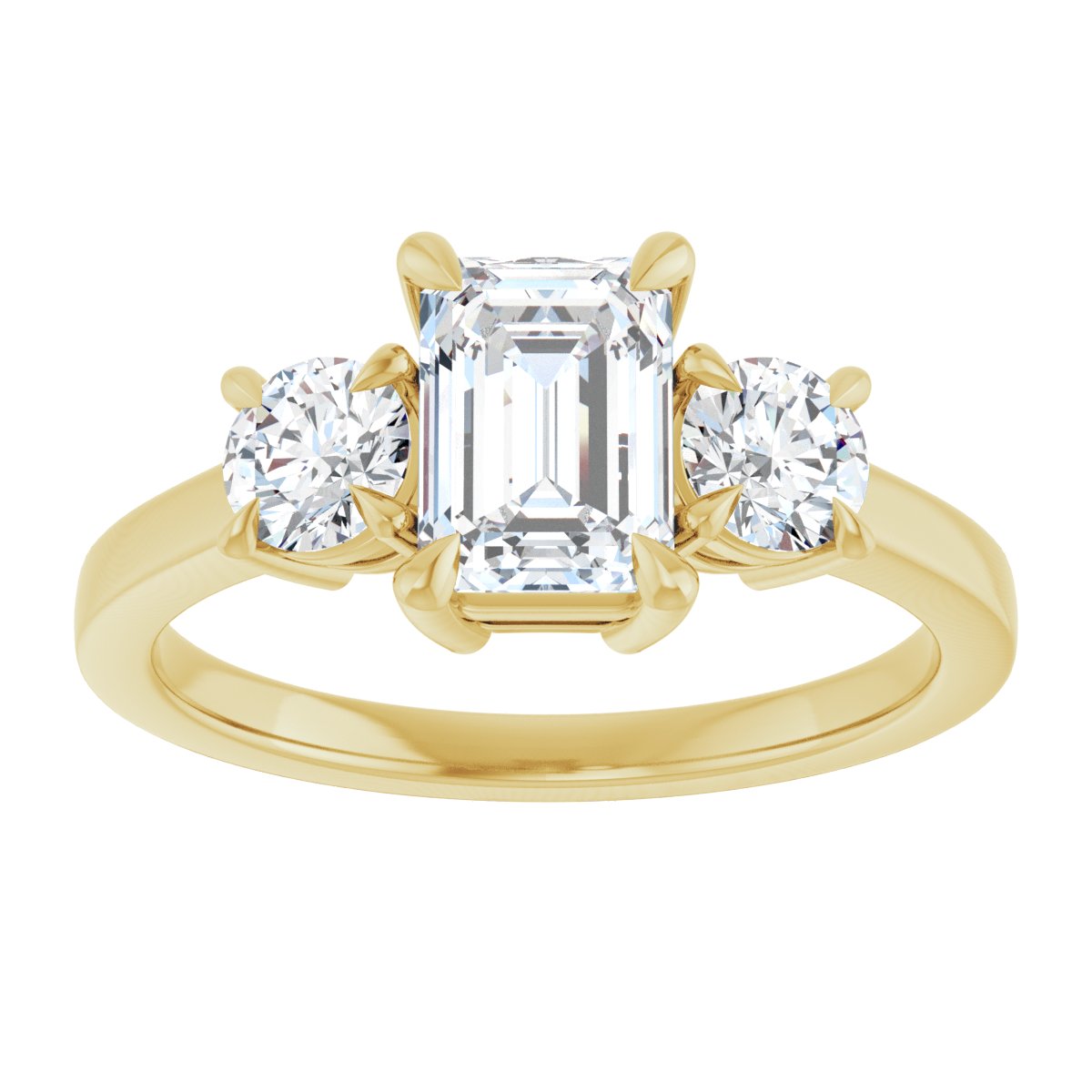 Emerald Three-Stone Engagement Ring Semi-Mount - gallery - Series 126029