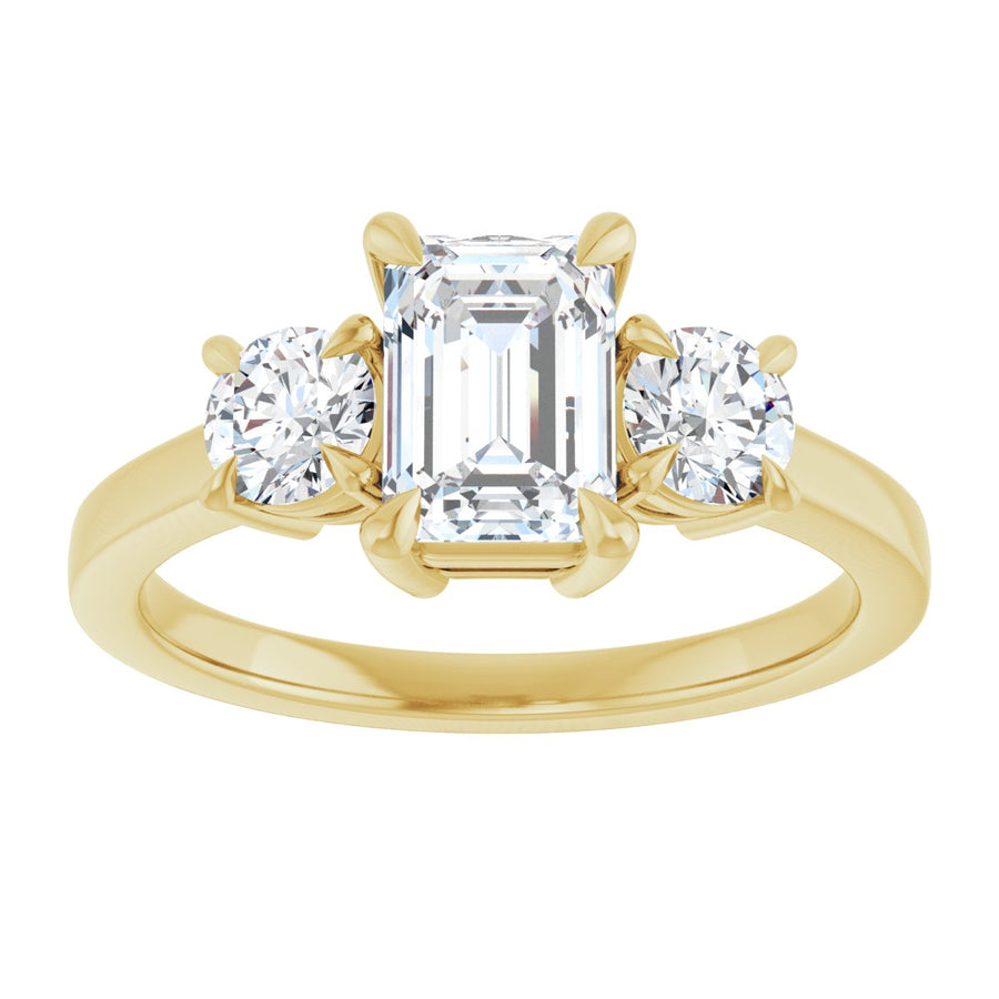 Emerald Three-Stone Engagement Ring Semi-Mount - gallery - Series 126029