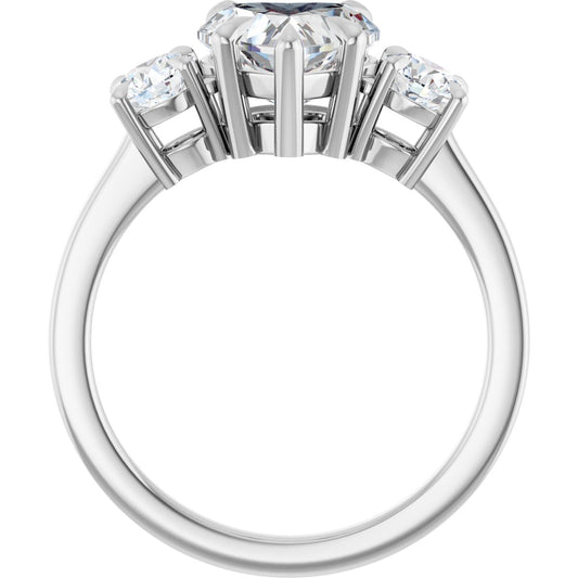 Heart Three-Stone Engagement Ring Semi-Mount - gallery - Series 126029