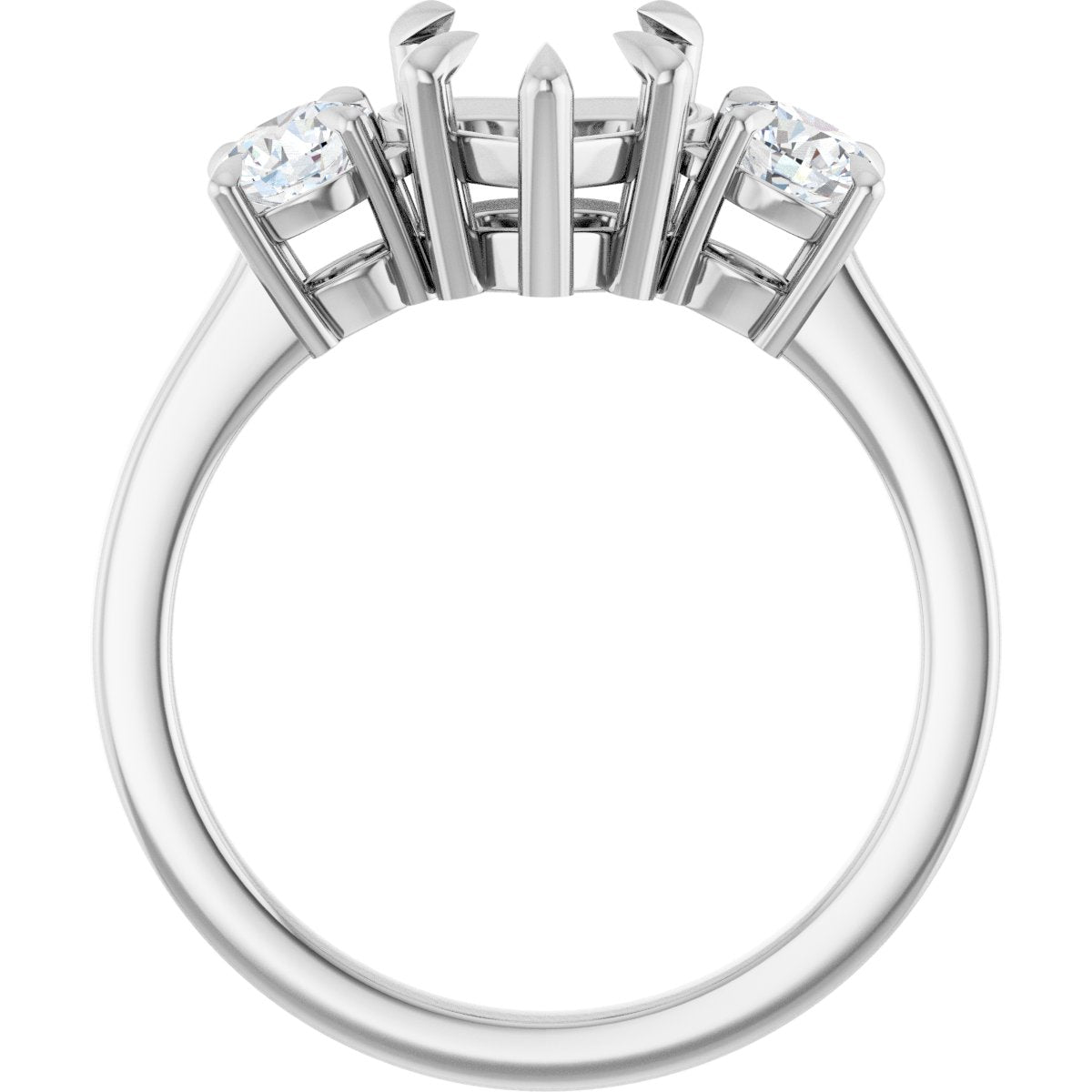 Heart Three-Stone Engagement Ring Semi-Mount - gallery - Series 126029