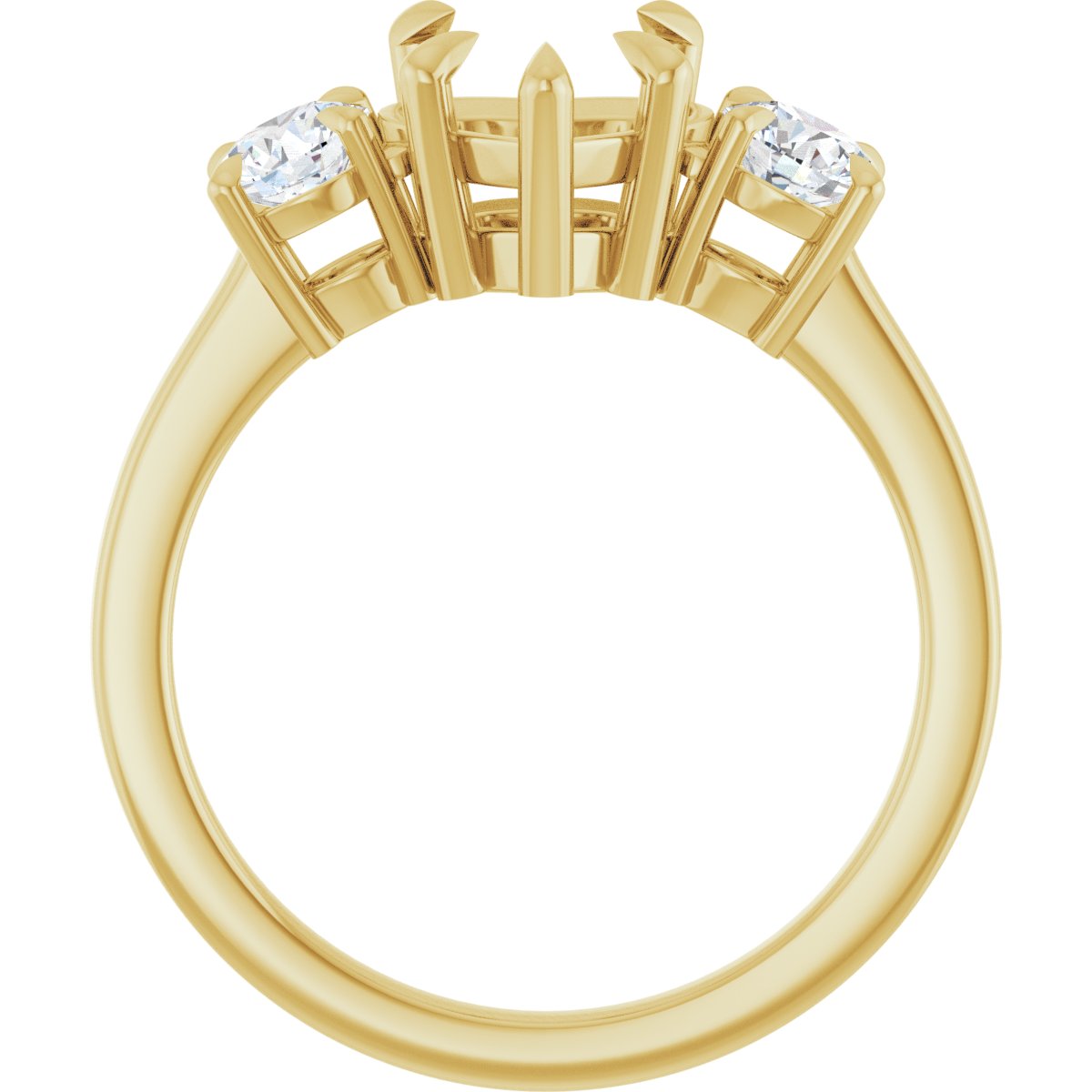 Heart Three-Stone Engagement Ring Semi-Mount - gallery - Series 126029