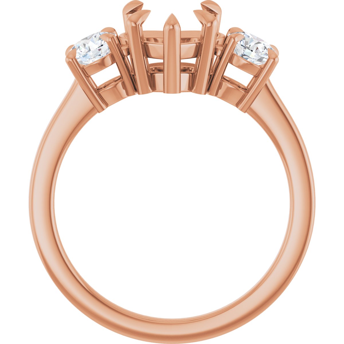Heart Three-Stone Engagement Ring Semi-Mount - gallery - Series 126029