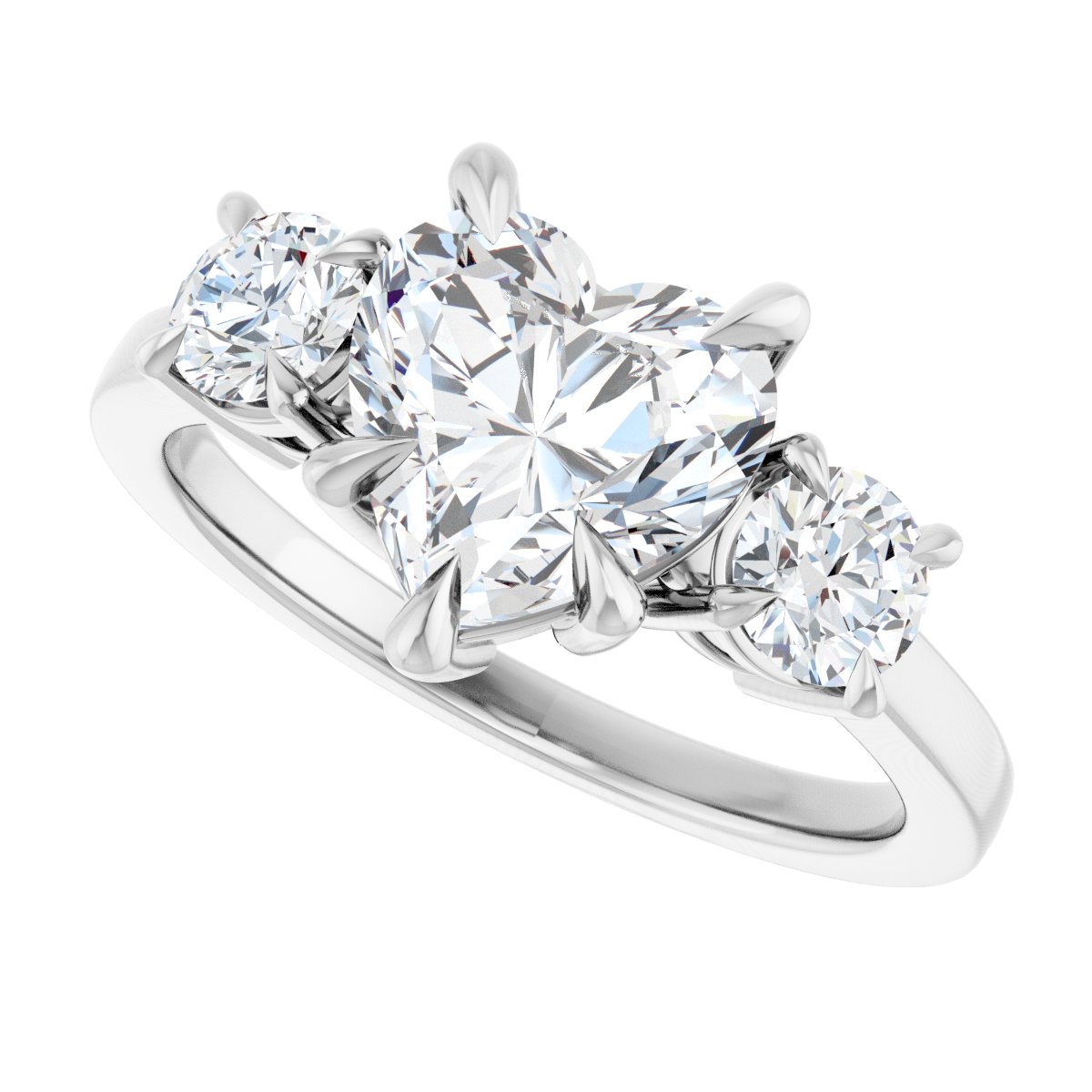 Heart Three-Stone Engagement Ring Semi-Mount - gallery - Series 126029