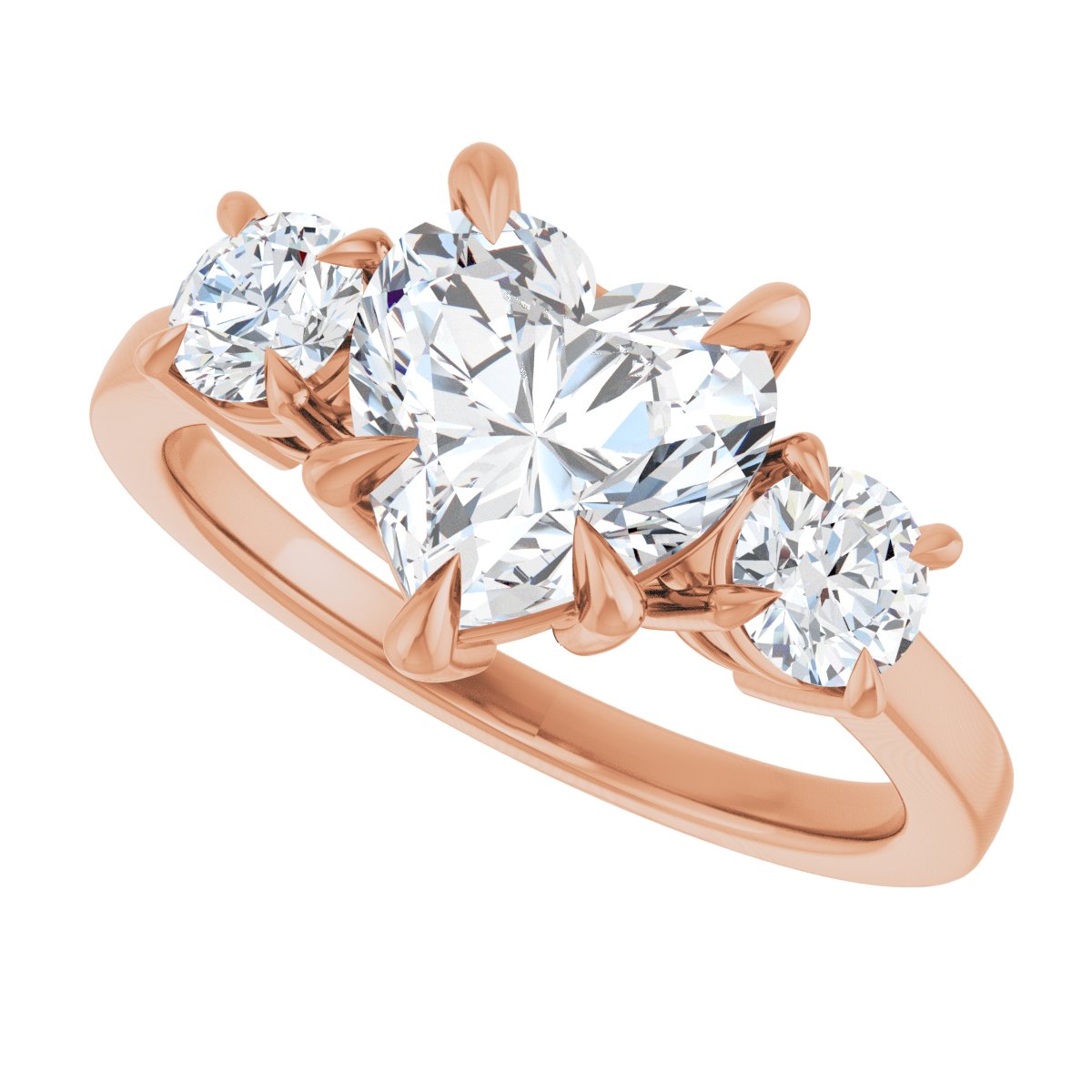 Heart Three-Stone Engagement Ring Semi-Mount - gallery - Series 126029